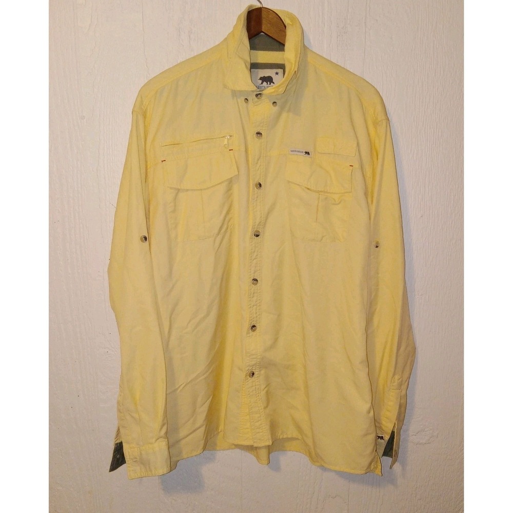 Dakota Grizzly Fishing Shirt Mens XL Yellow Long Sleeve Utility Vented Trail